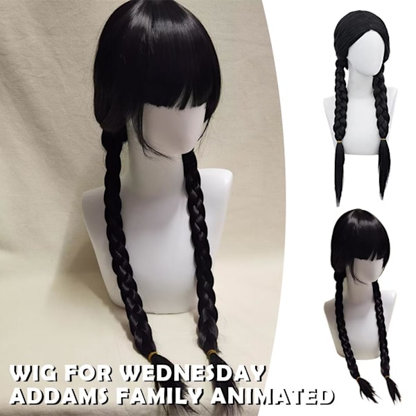 Børn Piger Onsdag Addams Paryk Langt Lige Midterskilning Varme R blackB no bangs