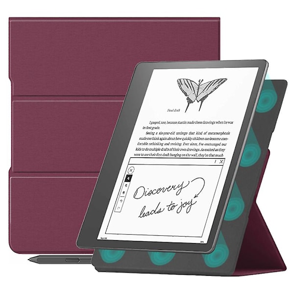 För Amazon Kindle Scribe Magnetic E- case Pu Läderställ Cover Wine Red