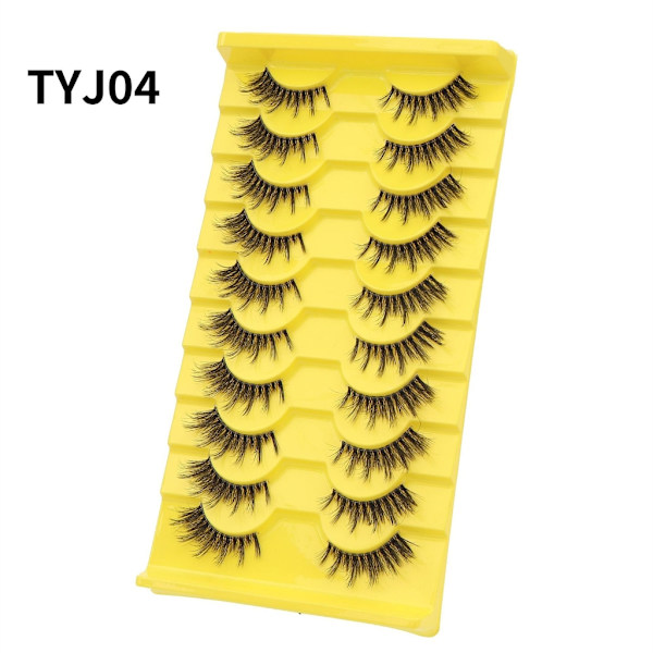 10 par halvfransar med tydliga band Wispy ögonfransar Naturligt utseende 3D-fransar Korta Cat-Eye-fransar falska-ögonfransar A