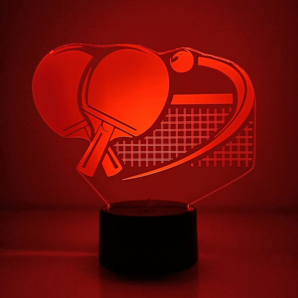 Creative 3D Ping Pong Paddle Night Light USB driven fjärrkontroll