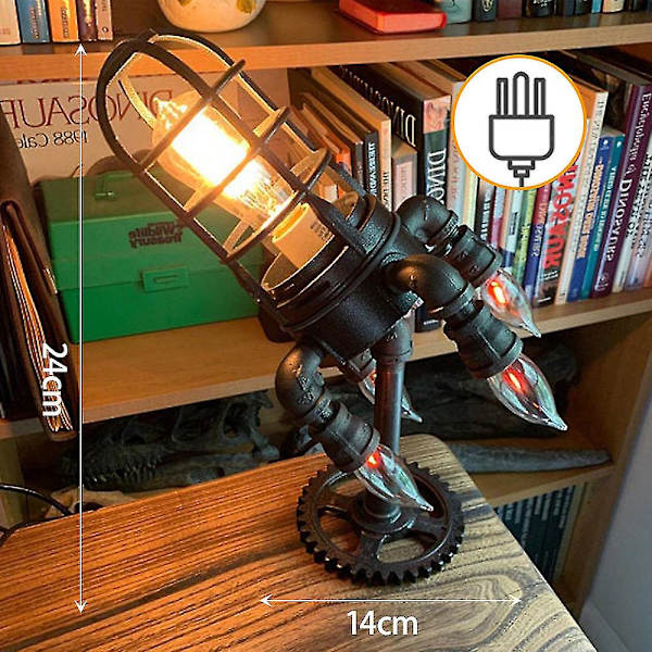 Rakettlampe Retro Industrial Steampunk Rocket Light US PLUG