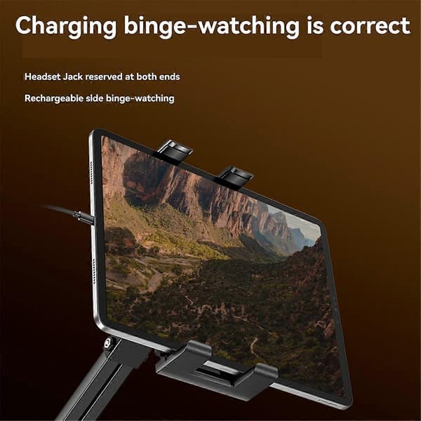 Justerbar sengetabletholder Roterbar lang arm metal desktop tabletbeslag klemme til 4,7-10,2 tommer til tablet