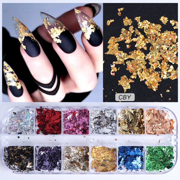 8g Kynsitaide Glitterit Lumihiutale Paljetit Sateenkaari Laser Kynsi CBY