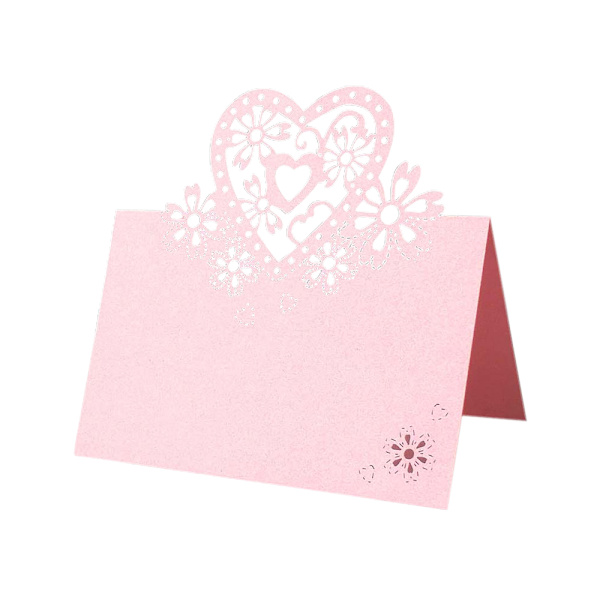 100 st Bord Namn Plats Kärlek Hjärta Bröllopsfest Pearlescent kort Pink 100 PCS