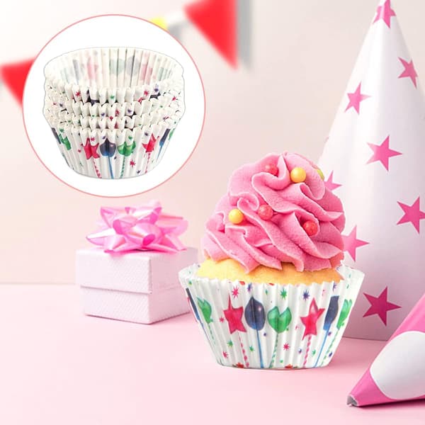 600 stk Bakepapir Ikke-Klistrende Bakeformer, Regnbue Cupcake