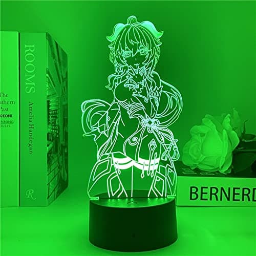 Genshin Impact Figur Ganyu Nattlampe 3D LED Dekor