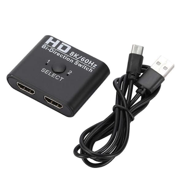 8K 60Hz -kompatibel Switch Splitter Bi-Direction 1X2/2X1 -kompatibel Switcher 2 In1 Ut för TV Box Switcher