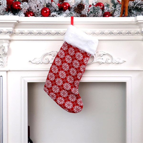 Red Print Tyg Julstrumpor Kit - Klassisk julklapp