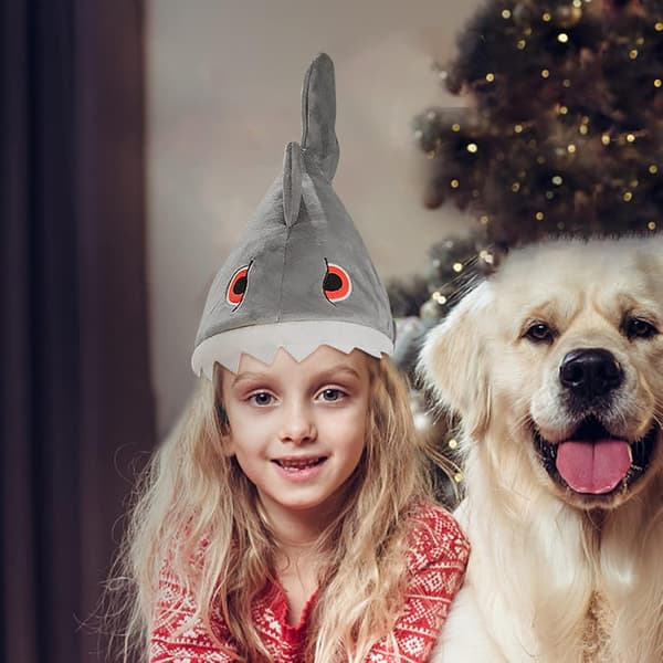Elektrisk plyschleksakshatt, julklapp, hajhatt