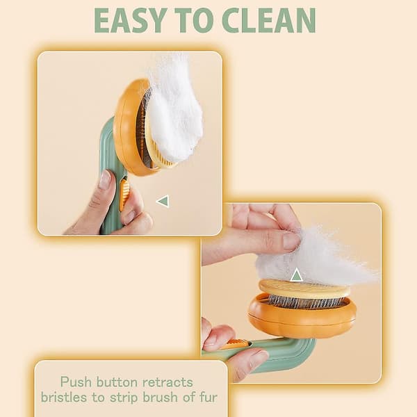 Pumpkin Self Cleaning Slicker Comb för hund Katt Valp Grooming Brush Tool
