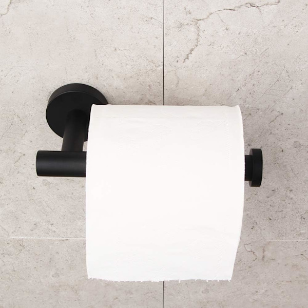 Toiletpapirholder til badeværelse SUS304 Rustfrit stål Mat Sort T