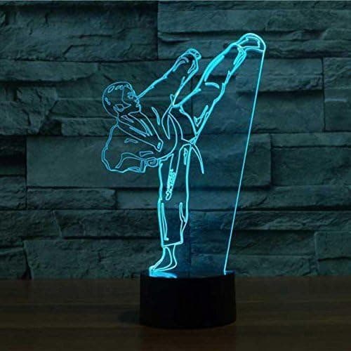 3D Taekwondo Nattlampe Illusjon Nattlys 7 Farger C