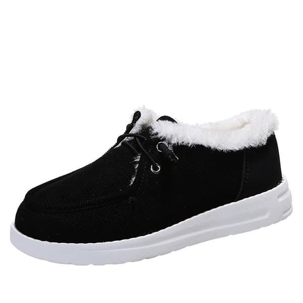 Damer ensfarvede flade Casual Sko Snøring Vinter Hold dig varm Black 37