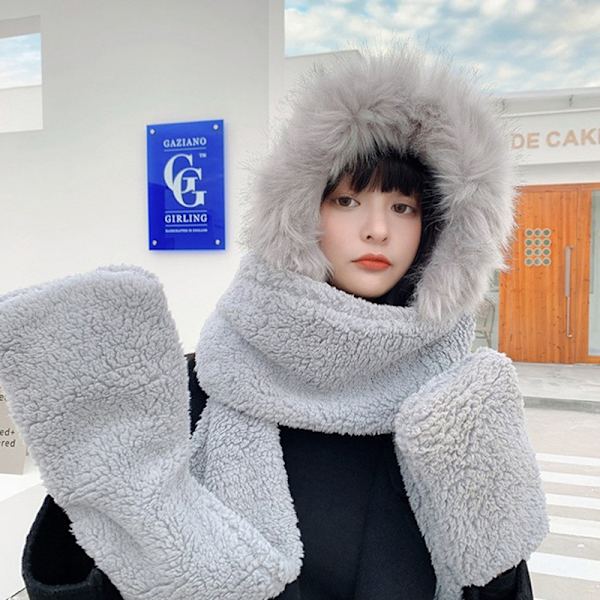2022 New Fashion Scarf Hat Handske 3-delad Dam e Plush Winter W A3
