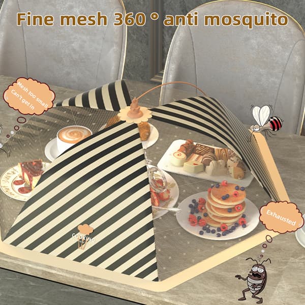 Bærbart deksel i paraplystil Sammenleggbart mesh Matparaply-telt Anti-flue bordsmatovertrekk rectangular 50x70cm striped cooking