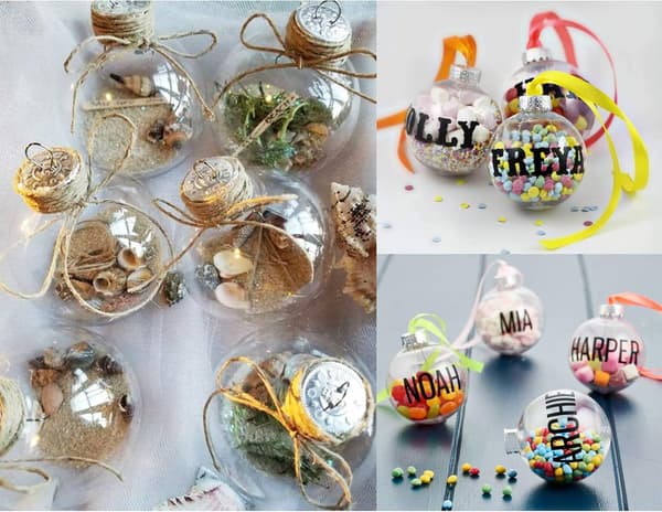 12-pakning klare plastjulekuler, fyllbare kuler til bryllupsfest