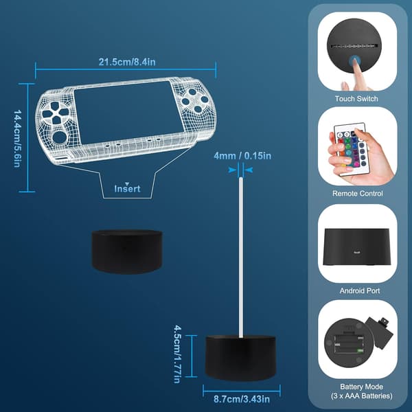 Spelad 3D Illusion Lamp, Attivolife Handheld Game Console N