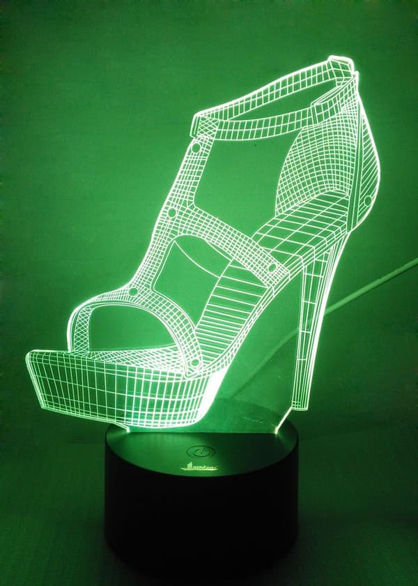 High Heel 3D Night Light LED Illusion Lamp, Loveboat 7 Color