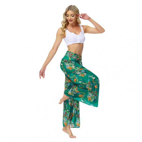 AVEKI Print Elastiske høy midje Flare Leg Bell Bottom Bukser, FKBB009, S
