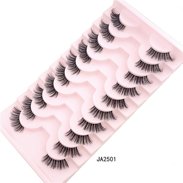 Halvvipper Naturlig utseende Wispy Cat-Eye Vipper 3D Løsvipper Fluffy-Myke 10 Par Syntetiske fibre falske vipper sett 5