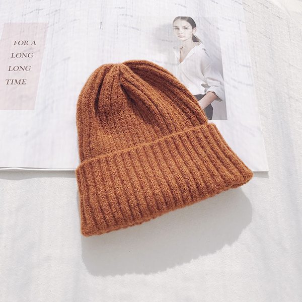 Varm vinterstrikket lue for dame vinter herre høst og vinter ull Hold varmen Plysj genser unisex Mohair caramel M 55-58cm