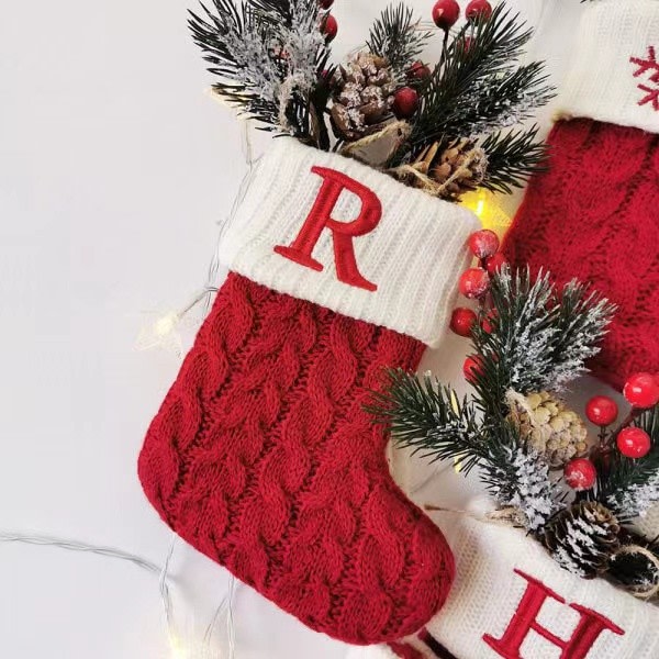 Julstrumpor Alfabet Bokstäver Sock Julgranshängare Letter B