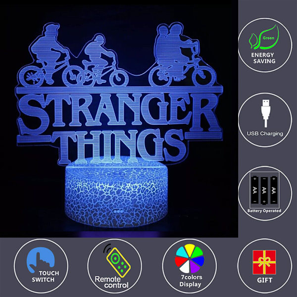 Stranger Things Led Optisk Illusion Lampe Dagslys Natlampe B