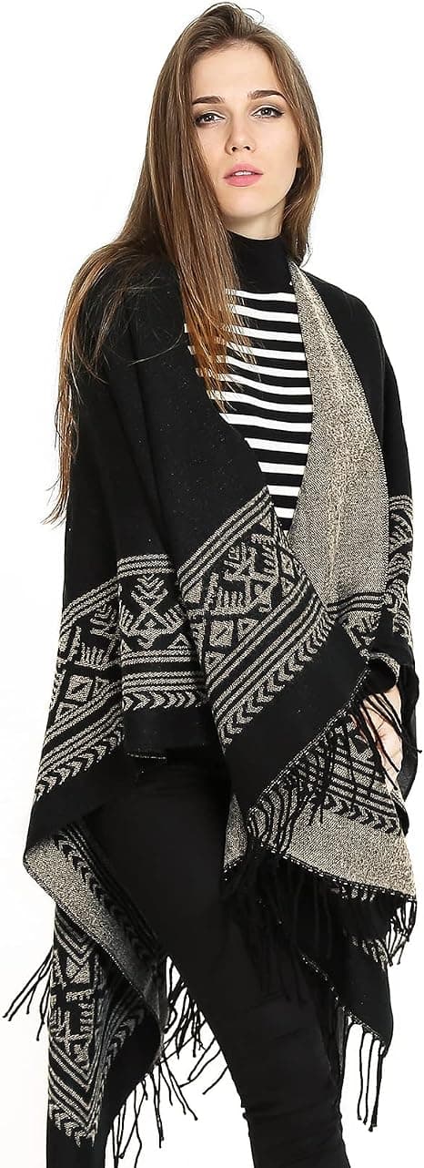 1 st Cape Sjal Elegant Varm Fyrkantig Höst och Vinter Dam Khaki