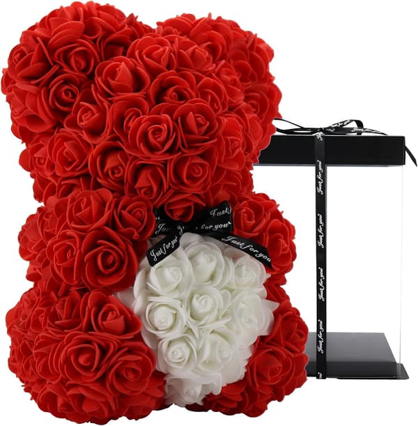 Unika presenter,Rose Bear,Rose Teddy Bear in a present box - Birthday