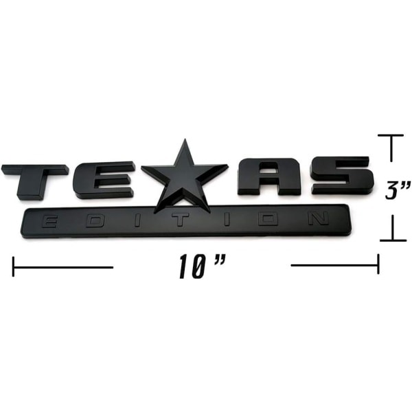 2 Count All Black 3D Texas Edition-emblem kompatibel med Chevy S