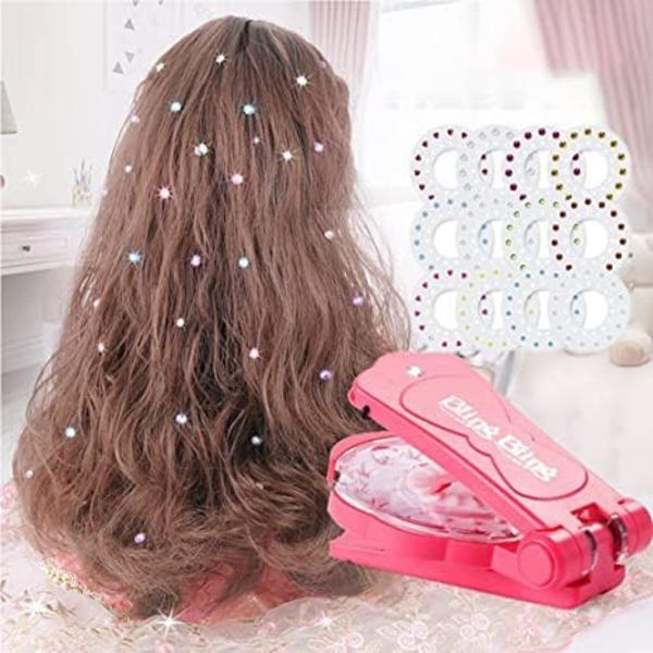 Hair Gem Stamper med 180 rhinestone hår ädelstenar, Hair Bedazzler Bl