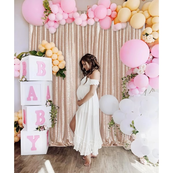 8ft x 8ft Champagne Blush Paljett Bakgrund Gardin Glitter Photo Booth Bakgrund