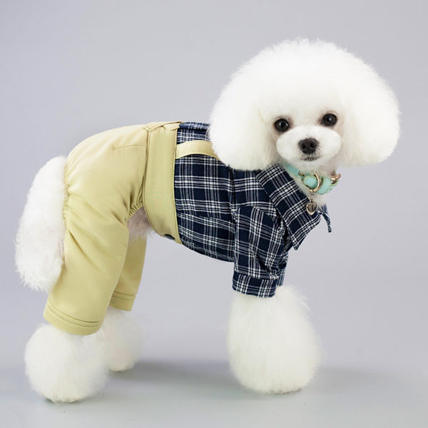 Husdjurskläder Hundskjortor Randig Overall Jumpsuit med Khaki S