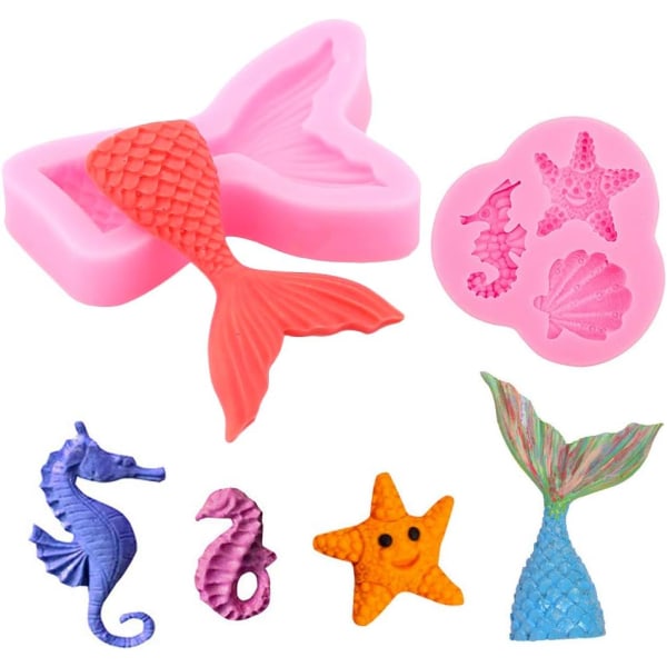 6 delar Fondant Form Sjöjungfru Form DIY Animal Form Set Form Form