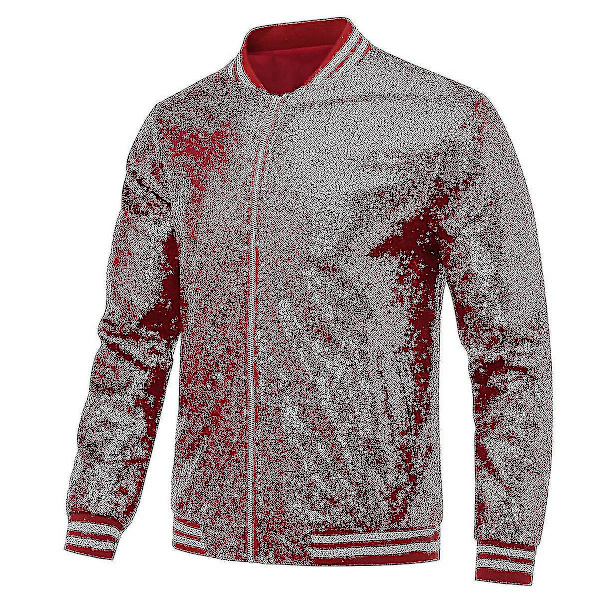 Paljetter För män Casual Jacket Party Bomber Dragkedja M