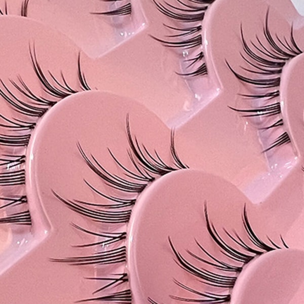 Clear-Band løsvipper Cat-Eyes Wispy Natural Faux Mink Vipper Lett volum Korte falske øyevipper Manga Vipper D
