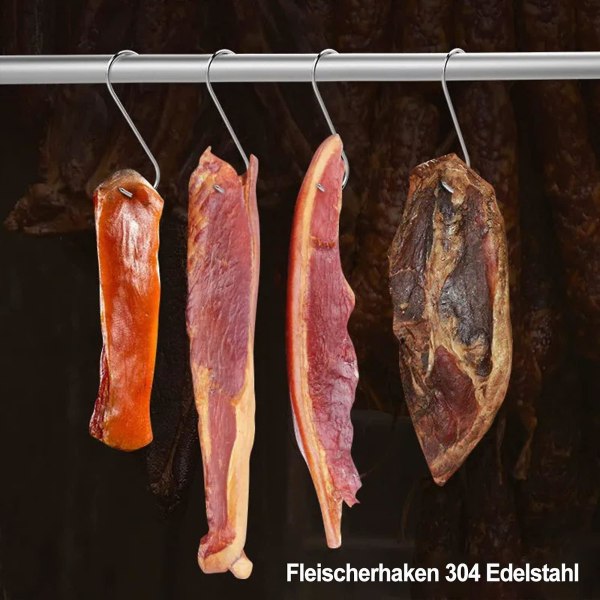Paket med 10 köttkrokar, rostfria köttkrokar, rökkrokar, S krokar, rostfria slaktkrokar, kökskrokar, köttkrokar, hängkrokar, Fi