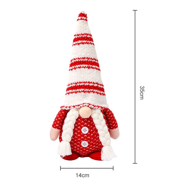 Jul Skägg för docka i randig hatt Dvärgtomte för dockornamenter Söt tecknad dvärgtomte Heminredning Jul Red