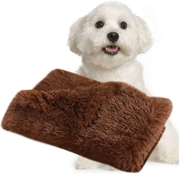 Blød hundefilt vaskbar fleecemåtte til hundekat (M, mørk kaffe)