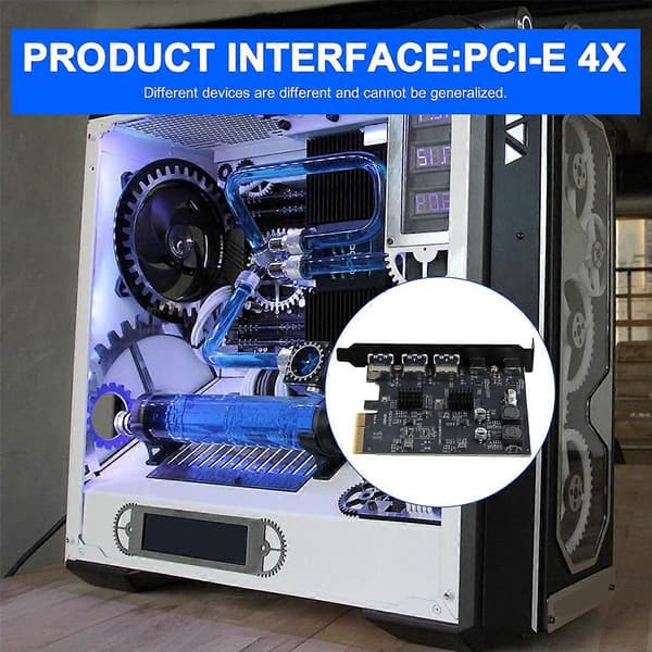 USB3.2-laajennuskortti GEN2 10Gbps PCI-E 4X -sovitinkortti kannettava TYPE-C Type-A Dual Chip -kortti, A