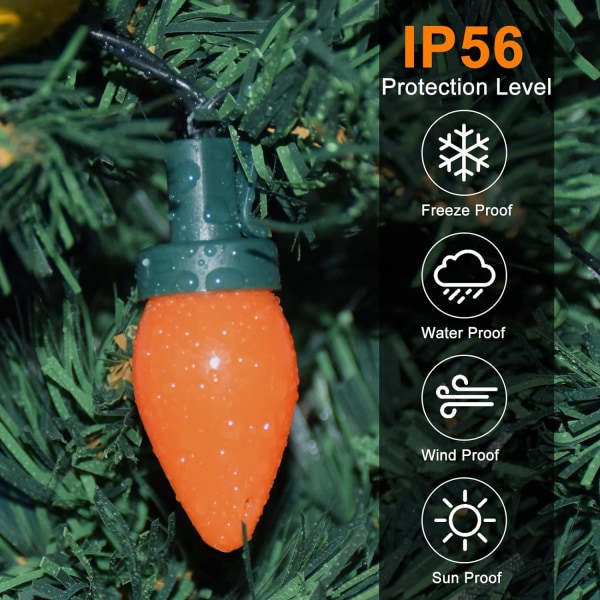 C7 Julelys 25FT - 50 fargerike LED-lamper - Multifunksjonell fjernkontroll