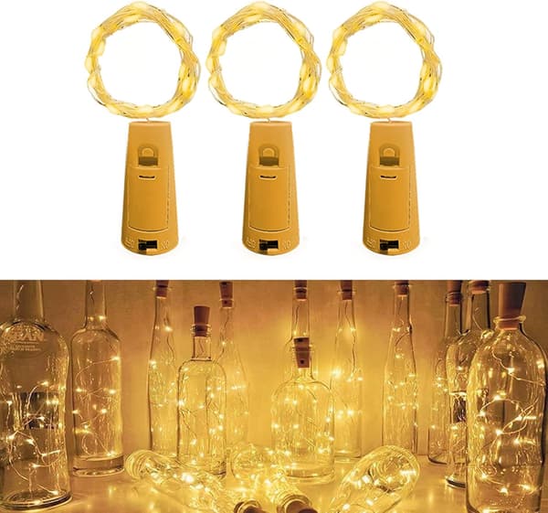 LED Flaskeslyngelys, [3 stk.] 2m 20 LED'er til flaske, LED Flaske