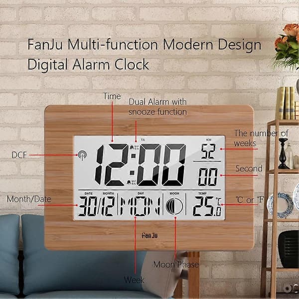 LCD Digital Väggklocka Alarm Datum Multifunktionell Bordsnattduksbord Temperaturtestare