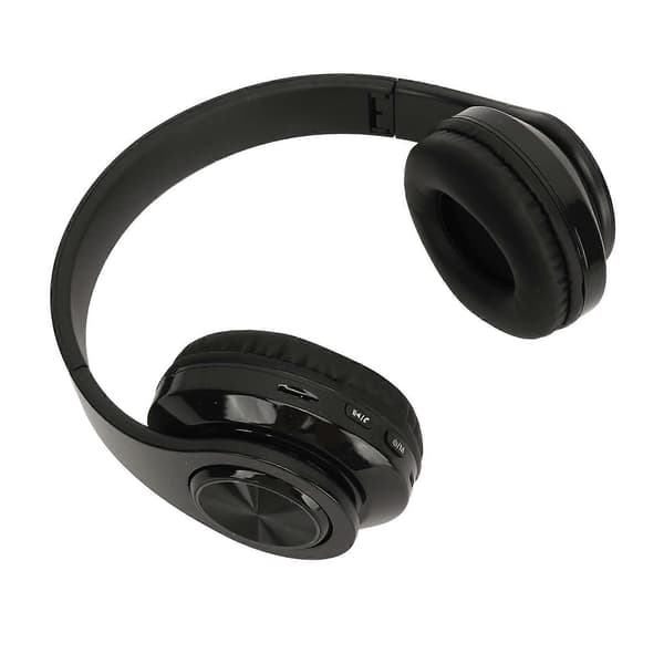 Bluetooth-hovedtelefoner Multifunktionel HiFi Stereo RGB Farvegradientlys Stik i kort Sammenfoldeligt Trådløst Headset Sort
