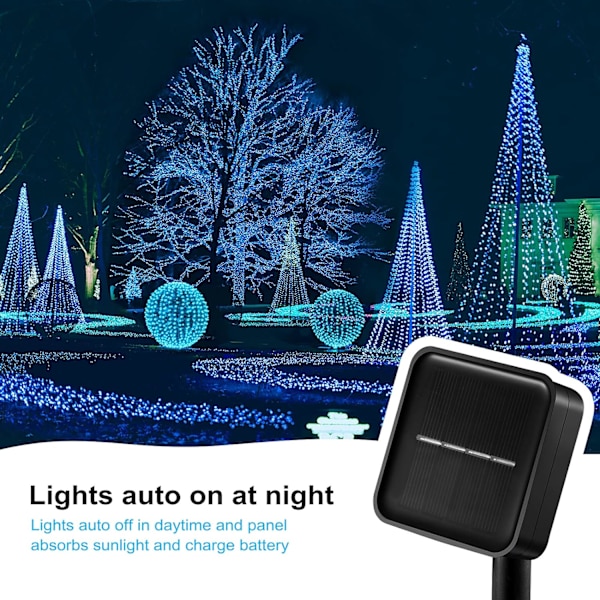 Soldrivna slingljus, Solar Fairy Lights, 12 meter 100 LEDS / 8 lägen, vattentät koppartrådsbelysning (blå, 2-pack)