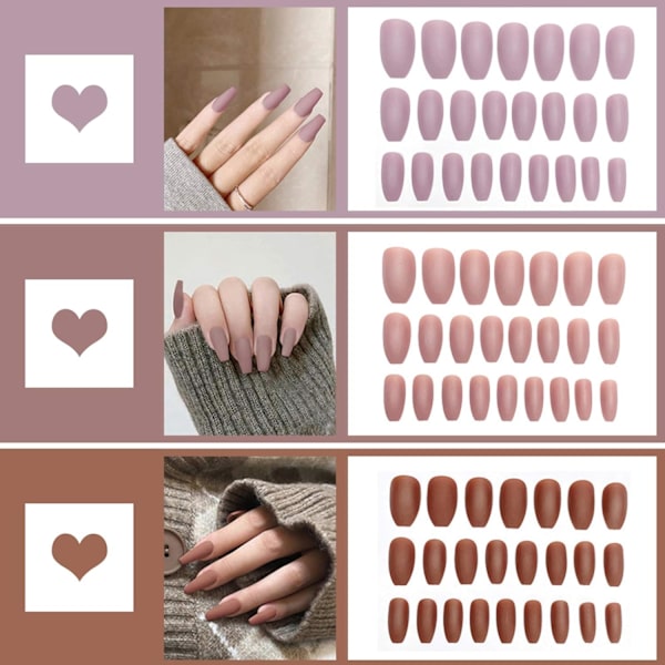 72 stk. Salon Fake Nails Full Cover Matt