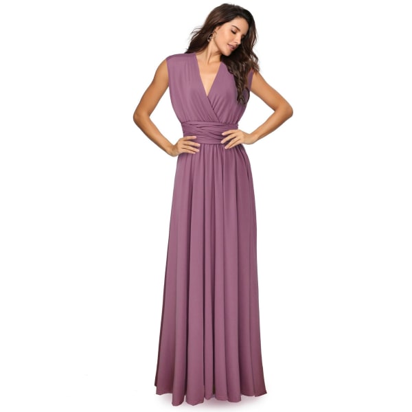 Flere slid-resistente Cross Backless Exig Bandage One-Piece Kjole Lang Kjole Lotus Pink S