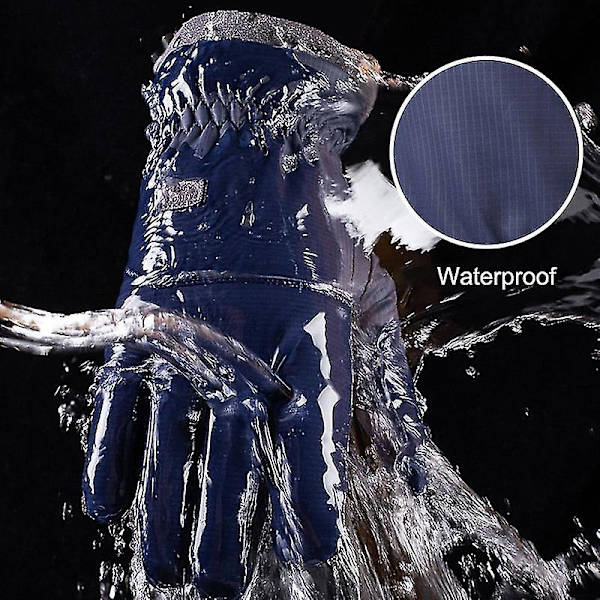 Vinter -20 grader Kuldetætte skihandsker Herre Vindtætte Vandtætte Hold Varme Handsker Touchscreen Anti Skrid Bløde Fluffy Handsker Blue