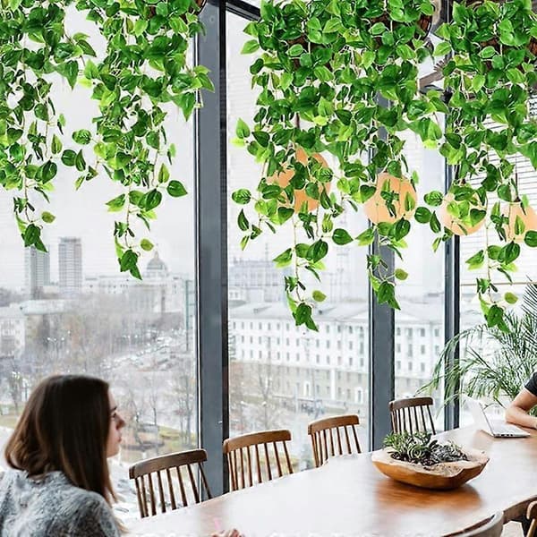 Realistiska simuleringsväxter Levande prydnads-DIY konstgjord grön växt murgröna blad rotting heminredning