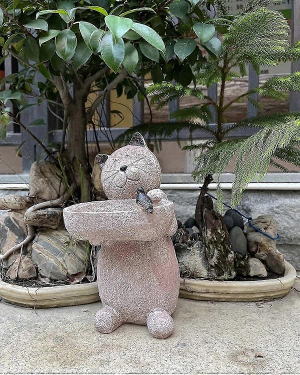 12,3\" Kattehavestatue - Udendørs Indretningsfigur, til Haveskulptur
